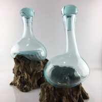 melted glass wine botle