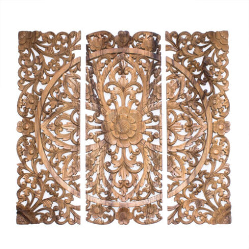 Balinese wooden wall panel decor hand carved
