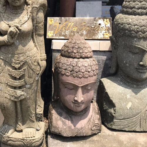 Stone buddha head hand carved Bali