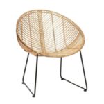 Rattan chair made with natural material and metal body. Wholesale factory.