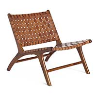 Leather teak wood chill chair