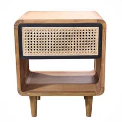 one drawer rattan bedside table