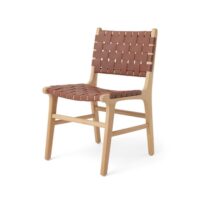 Teak wood and leather classic chair