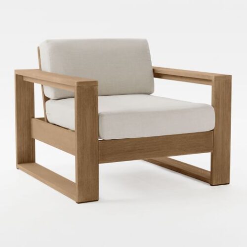 Modern outdoor and indoor solid teak wood armchair