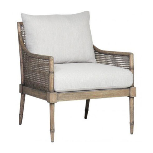 Teak wood and rattan colonial chair for outdoor