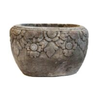 Bali hand carved garden pot in green stone