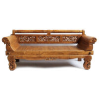 indonesian teak wood hand carve outdoor sofa